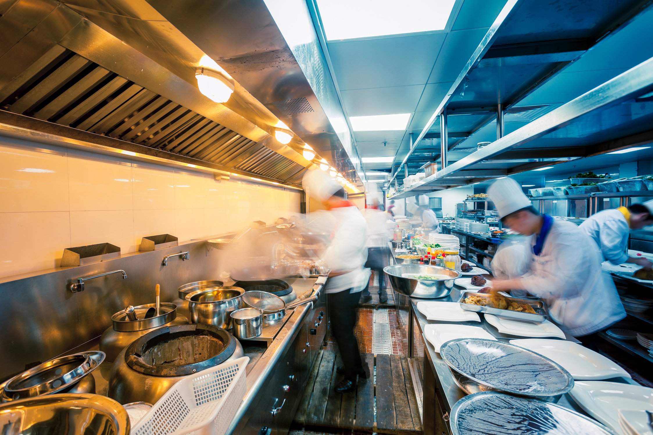 motion chefs  of a restaurant kitchen