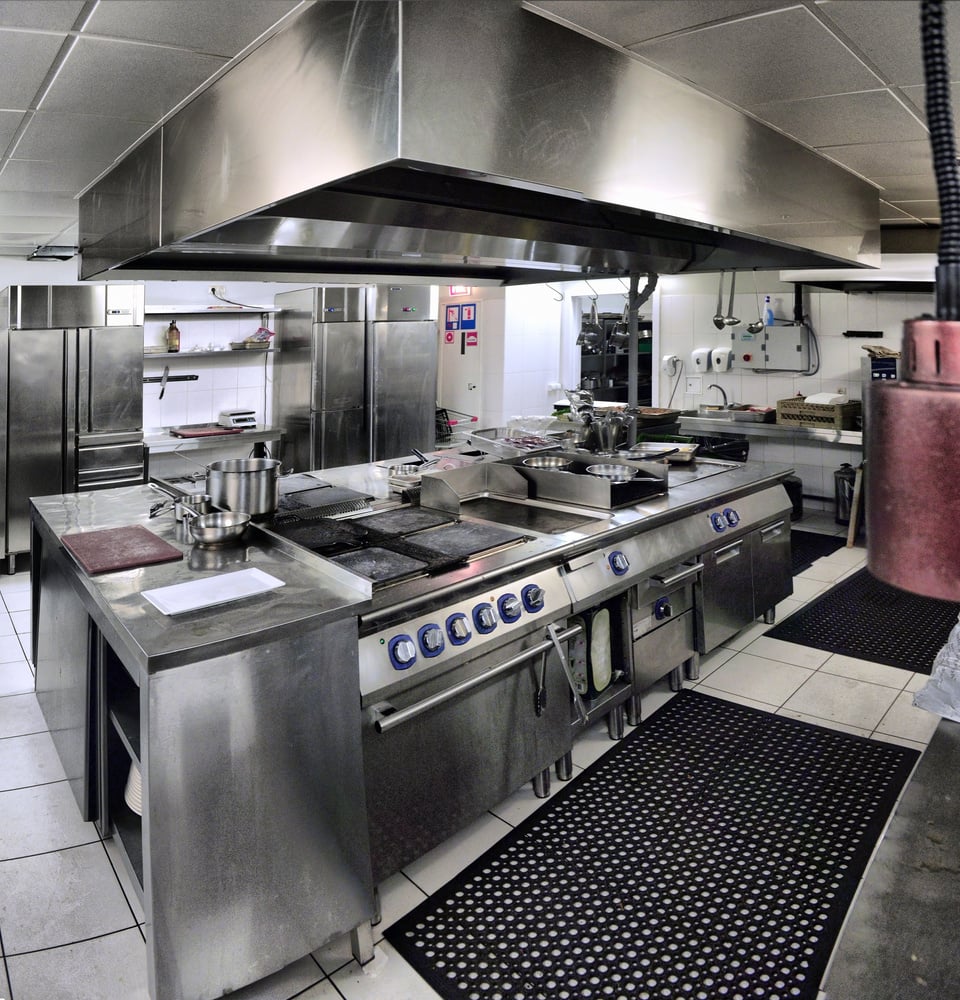 typical interior of the kitchen in a restaurant